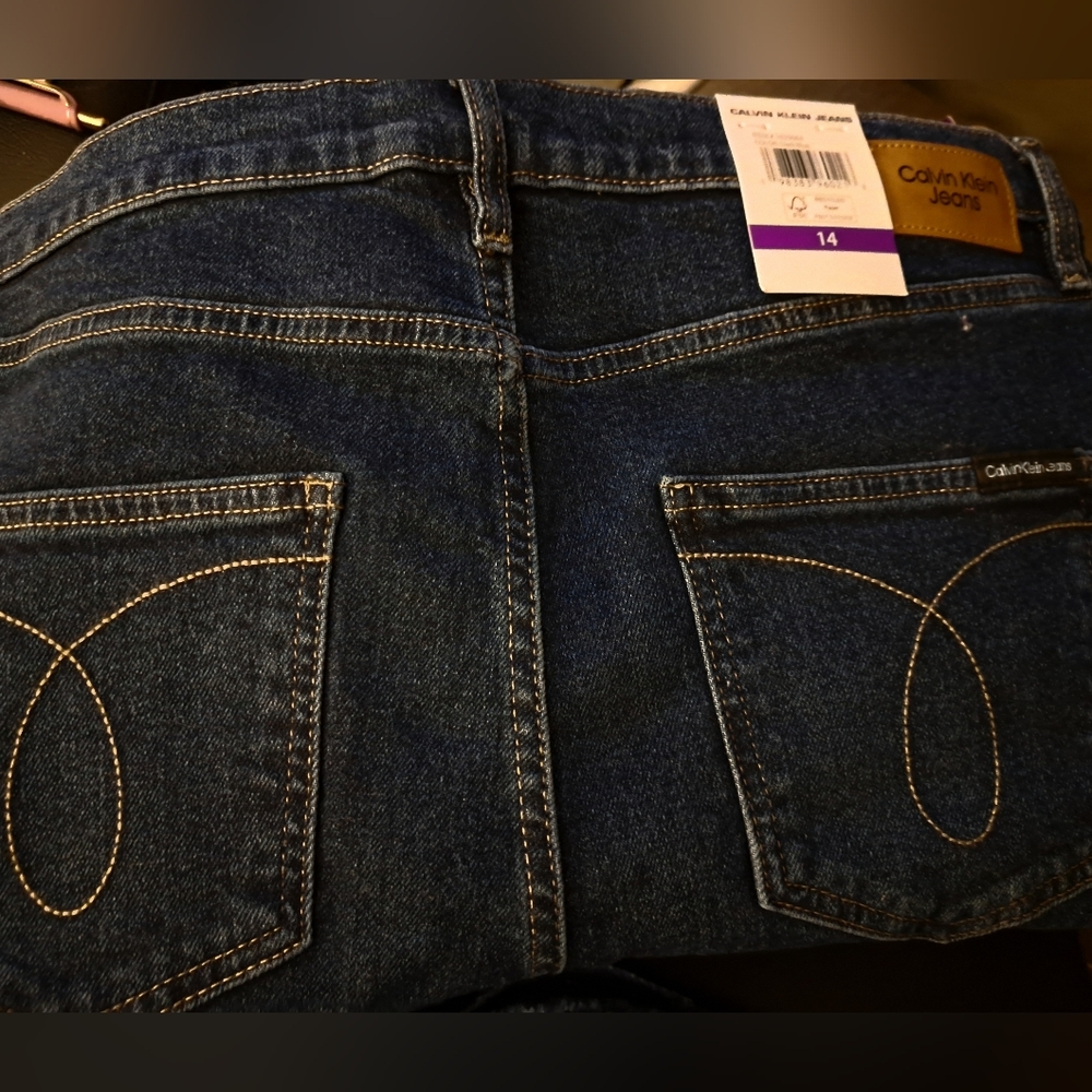 CALVIN KLEIN JEANS brand new SIZE 14 straight leg DARK BLUE womans - Picture 3 of 5